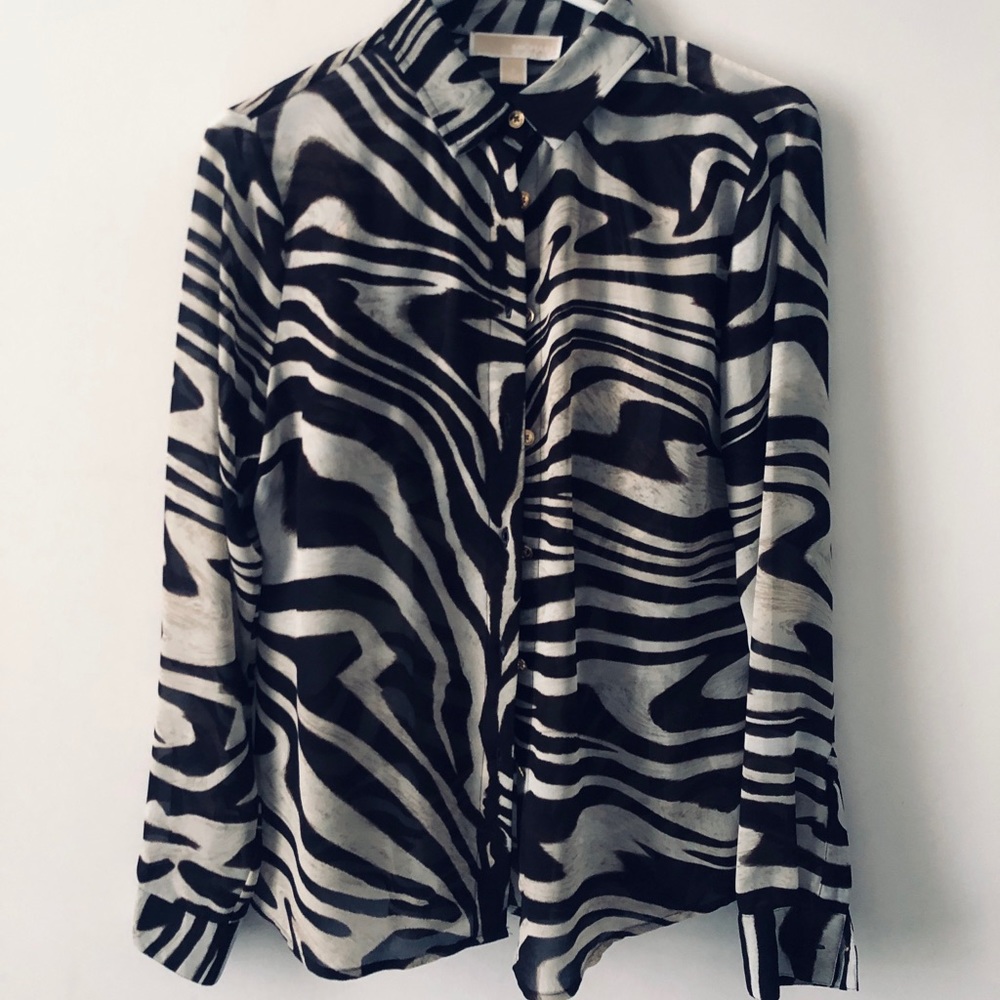 Michael Kors Zebra Print Blouse +Shorts set